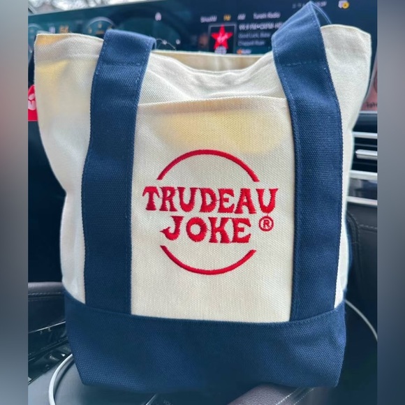 Trudeau Joke - NOT Trader Joe canvas tote bag😂 - Picture 1 of 8